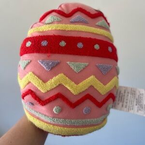 Red and Pink Accent egg Easter Pillow with Plush Texture - NWT
